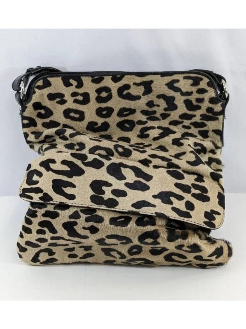 Maurizio Taiuti Leopard Print Handbag Purse Leather Italy Cheetah Animal Mobwife